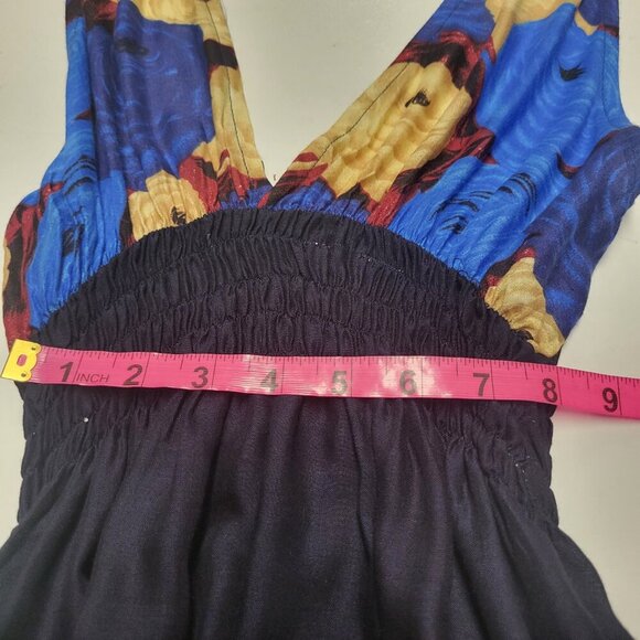 Halter Colorful Dress Summer Halter Dress in Blue and Beige Floral Print - Picture 8 of 16